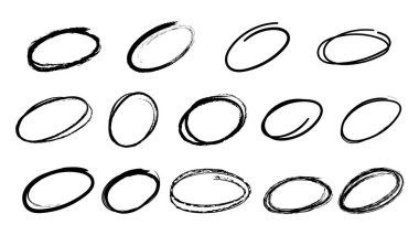 Karalama çemberi özetleri. Elle çizilmiş grunge oval karalama. Çember çizimi.