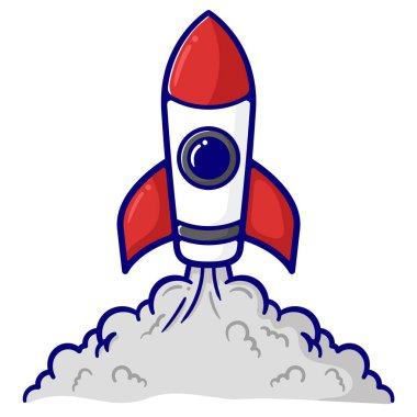 Yükselen roket başlatma konsepti çizim rengi