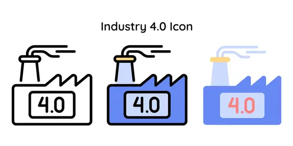 Industry Icon Related Internet Things Line Line Color Flat Style — Stok Vektör