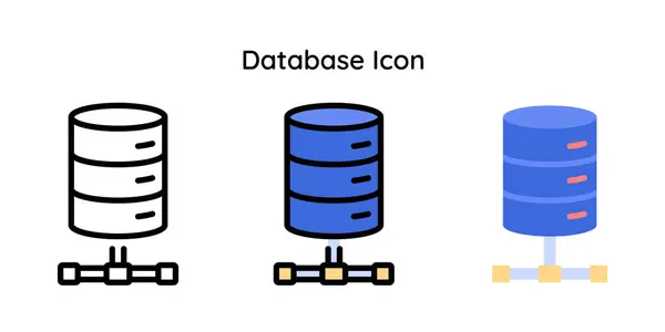 Database Icon Related Internet Things Line Line Color Flat Style — Image vectorielle
