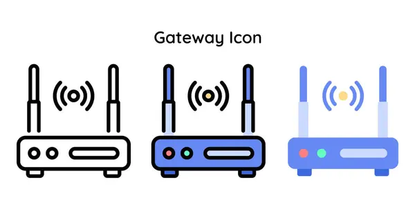 Gateway Icon Related Internet Things Line Line Color Flat Style — Διανυσματικό Αρχείο