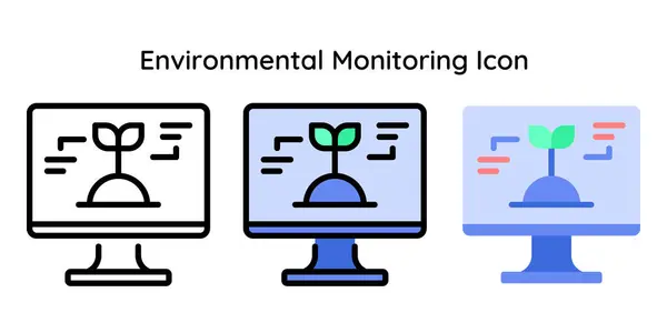 Environmental Monitoring Icon Related Internet Things Line Line Color Flat — Stok Vektör