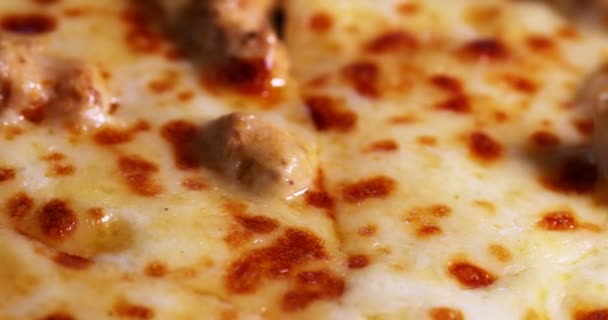 Gros Plan Délicieuses Pizzas Fraîchement Préparées Savoureuse Pizza Italienne Images — Video