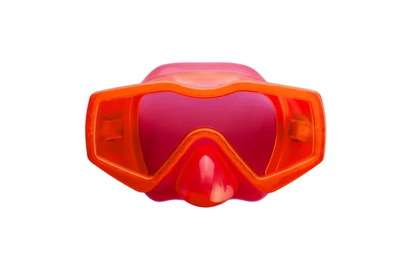 Červená Plavecká Maska Izolovaná Bílém Pozadí Maska Pro Potápění Pod — Stock fotografie
