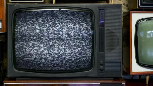 Old Retro Television Grey Interference Screen Static Noise 80S Retro — Vídeos de Stock