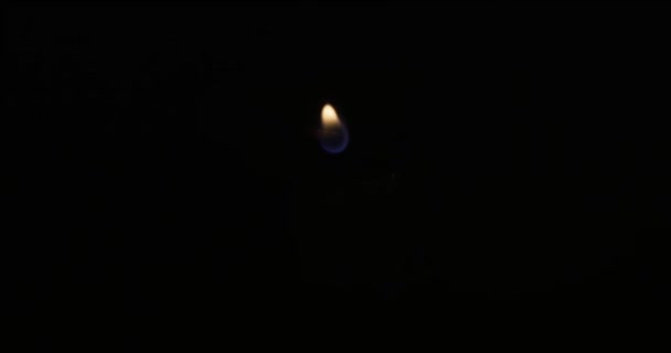 Hand Lights Candle Using Match Black Background White Candle Yellow — Vídeo de stock