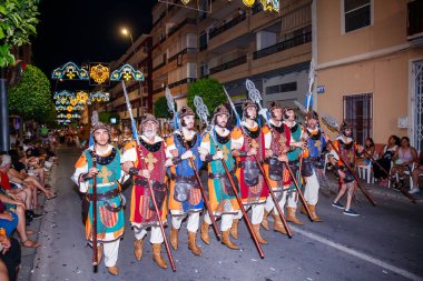 Villajoyosa, Alicante, Espaa. Villajoyosa 'daki Hıristiyan geçit töreninde 26-07-2024 denizcileri.