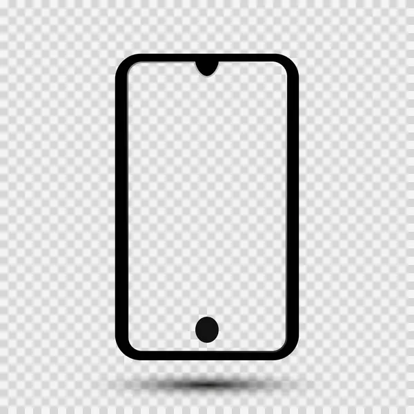 Telefon vektör biçiminde şeffaf bir arkaplanda. Şeffaf ekranlı telefon. Siyah akıllı telefon, saydam bir arkaplanda izole edilmiş. Boş akıllı telefon ekranı, telefon modeli, vektör illüstrasyonu.