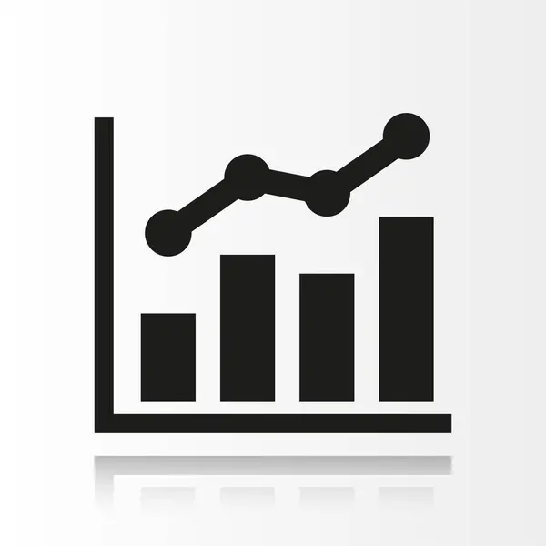 İstatistik vektör simgesi. Bilgi çubuğu çizelgesi sembolü. Düz vektör illüstrasyonu beyaz arkaplanda izole edildi.
