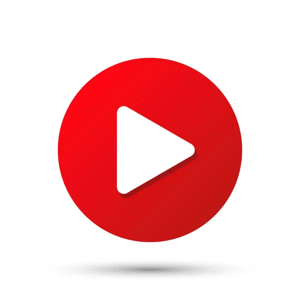 Çal düğmesi. Video oynatma düğmesi. Kırmızı düz oynatma tuşu. İzlemeye başlamak için kırmızı düğme. Medya oyuncusu sembolü. Video ve ses multimedya oynat. Vektör illüstrasyonu