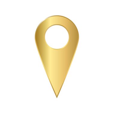 Altın işaretli yer. Harita işaretleyici simgesi. Vektör illüstrasyonu.