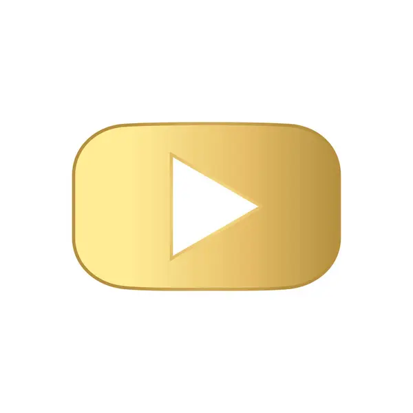 Altın çalma tuşu. Başlatma simgesini çal. Video UI elemanı. Oyun simgesi izole edildi. Vektör illüstrasyonu