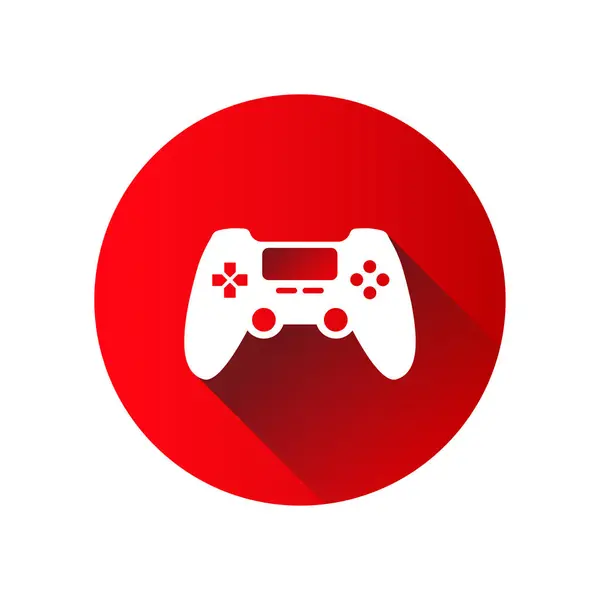 Joystick simgesi, gölgeli düz stil. Vektör illüstrasyonu beyaz arkaplanda izole edildi