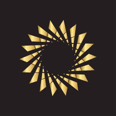 Altın radyal. Altın elementlerle çember olun. Vektör illüstrasyonu.