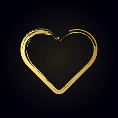Altın rengi suluboya gradyanı beyaz arkaplanda izole edilmiş altın kalp
