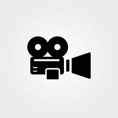 Beyaz arka plan üzerinde izole sinema kamera simgesi