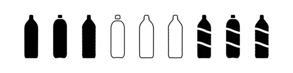 Beyaz arkaplanda izole edilmiş farklı biçimlerde vektör plastik şişeleri kümesi