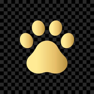 Pençeli pençe izi. Altın hayvan sembolü. Vektör illüstrasyonu şeffaf arkaplanda izole edildi