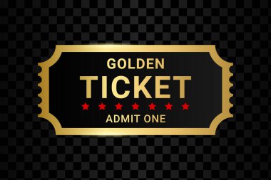 Bilet, siyah ve altın renginde. Lüks kupon ya da giriş kartı.