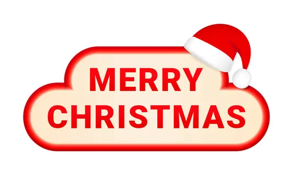 Beyaz arka planda Noel Baba şapkası olan Mutlu Noeller bayrağı simgesi