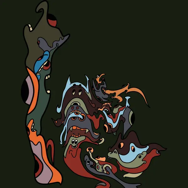 Renkler ve soyut şekillerin kombinasyonuyla karalama sanatı çizimi tasarımı