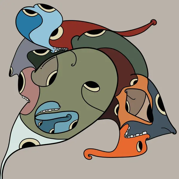 Renkler ve soyut şekillerin kombinasyonuyla karalama sanatı çizimi tasarımı