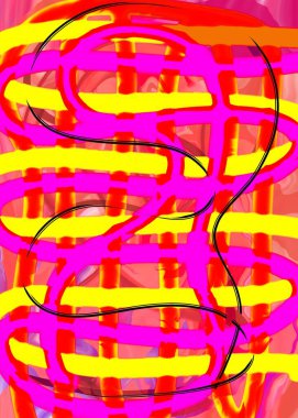 Elle dijital olarak oluşturulan renk ve şekillerin uyumlu bir karışımını içeren soyut bir arkaplan çizimi.