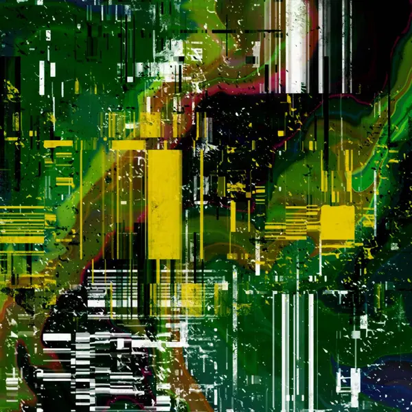 Elle dijital olarak oluşturulan renk ve şekillerin uyumlu bir karışımını içeren soyut bir arkaplan çizimi.