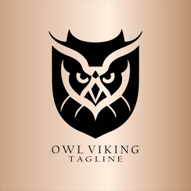 Owl Viking Logo Design Vector Template clipart