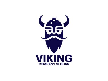 Viking Baş Logosu Tasarımı Simge Vektörü Şablonu.