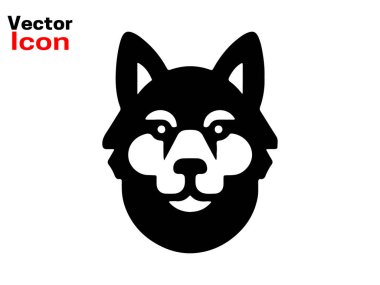 Köpek kafası ikonu. Siluet basit. Düz stil. Çizgi film köpeği suratı. Logo tasarım şablonu. Vektör çizimi. Hayvan Logotype konsepti.
