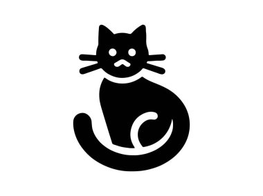 Kedi logosu. Kedi kafası ikonu. Kedi suratlı logo. Siluet basit. Düz stil. Çizgi film kedisi suratı. Logo tasarım şablonu. Vektör çizimi. Hayvan logosu kavramı. 