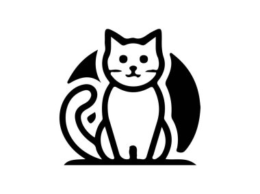 Kedi logosu. Kedi kafası ikonu. Kedi suratlı logo. Siluet basit. Düz stil. Çizgi film kedisi suratı. Logo tasarım şablonu. Vektör çizimi. Hayvan logosu kavramı. 