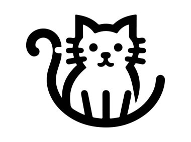 Kedi logosu. Kedi kafası ikonu. Kedi suratlı logo. Siluet basit. Düz stil. Çizgi film kedisi suratı. Logo tasarım şablonu. Vektör çizimi. Hayvan logosu kavramı. 