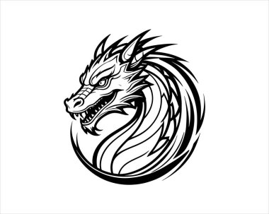 Dragon logo tasarımı simge vektör şablonu.