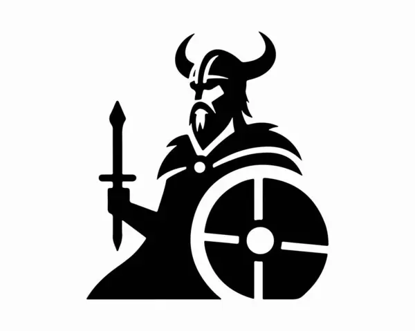 stock vector warrior with sword and shield icon. black and white background. vector illustration.