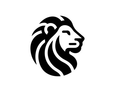 Aslan logosu tasarım vektör şablonu. Aslan başı logo tasarımı ikon vektör çizimi