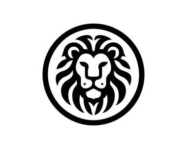 Aslan logosu tasarım vektör şablonu. Aslan başı logo tasarımı ikon vektör çizimi