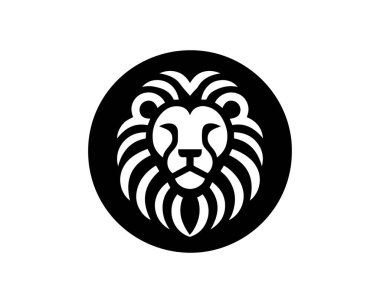 Aslan logosu tasarım vektör şablonu. Aslan başı logo tasarımı ikon vektör çizimi