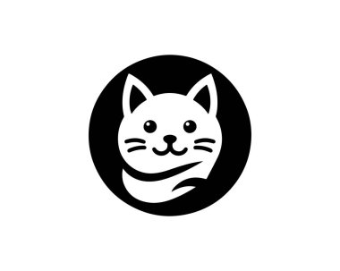 Kedi logosu vektörü. Siluet basit. Düz stil. Kara kedi simgesi logosu. Logo tasarım şablonu. Vektör çizimi. Hayvan logosu kavramı. 