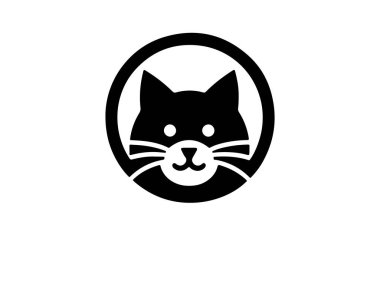 Kedi logosu vektörü. Siluet basit. Düz stil. Kara kedi simgesi logosu. Logo tasarım şablonu. Vektör çizimi. Hayvan logosu kavramı. 