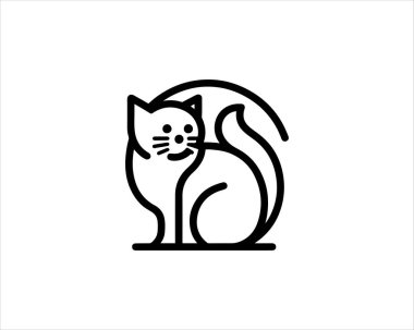 Cat logo vector. Silhouette simple. Flat style. Black and white cat icon logo. Logo design template. Vector illustration. Animal logotype concept.  clipart