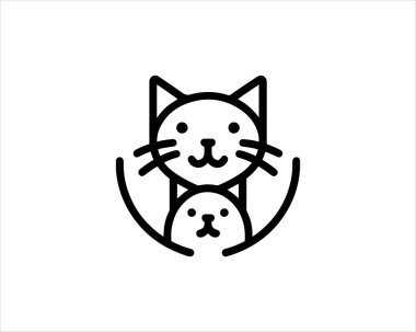 Cat logo vector. Silhouette simple. Flat style. Black and white cat icon logo. Logo design template. Vector illustration. Animal logotype concept.  clipart