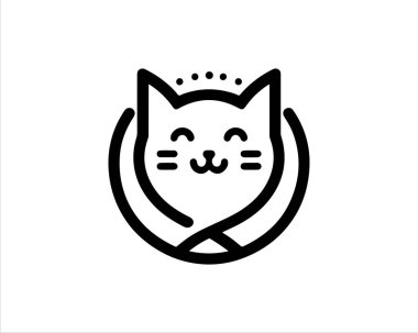 Cat logo vector. Silhouette simple. Flat style. Black and white cat icon logo. Logo design template. Vector illustration. Animal logotype concept.  clipart