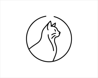 Cat logo vector. Silhouette simple. Flat style. Black and white cat icon logo. Logo design template. Vector illustration. Animal logotype concept.  clipart