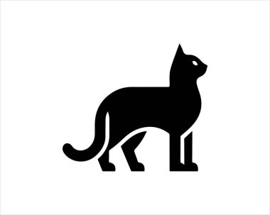 Siyah siluet kedi logo vektörü, Kedi silueti resimleme.