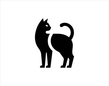 Siyah siluet kedi logo vektörü, Kedi silueti resimleme.