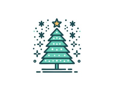 christmas tree with star and snowflakes vector illustration