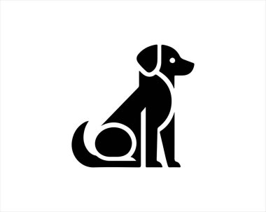 Siluet Köpek Logosu tasarım şablonu. Kara Köpek Vektör illüstrasyonu.