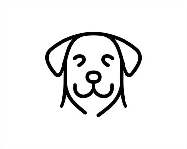 Minimalist çizgiler köpek logosu tasarım sembolü illüstrasyonunu özetliyor.